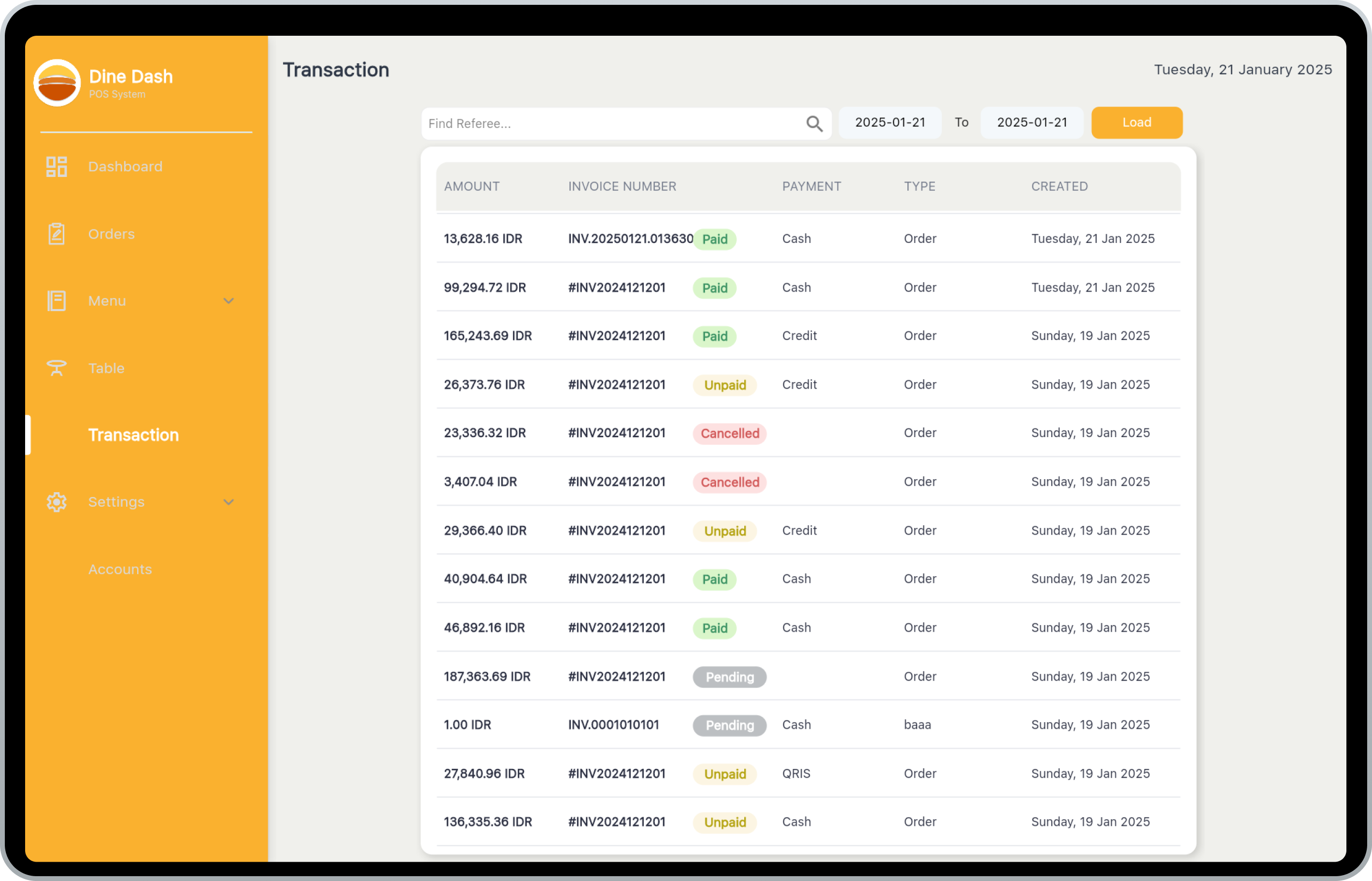 Transaction History